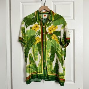 FARM RIO fresh Forest scarf button up uni shirt oversized medium EUC